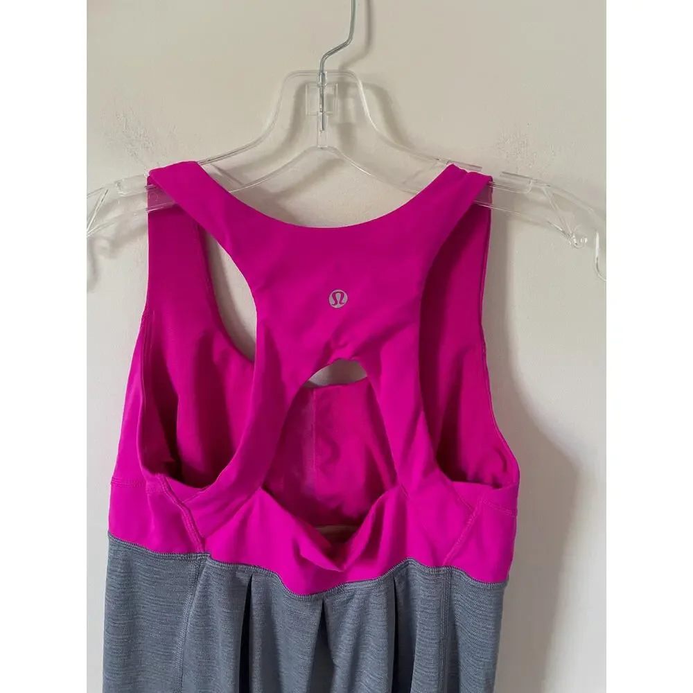 Lululemon Padded Elastic Waist Loose Tank Top Pink Gray Size 4